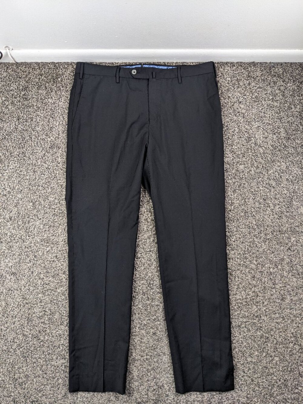 PT Torino Dress Pants Techno Washable Wool Flat Front Black 34x30 Slim Fit